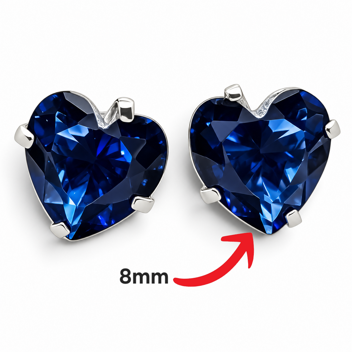 Arete Corazon Azul #8 Plata Ley 925
