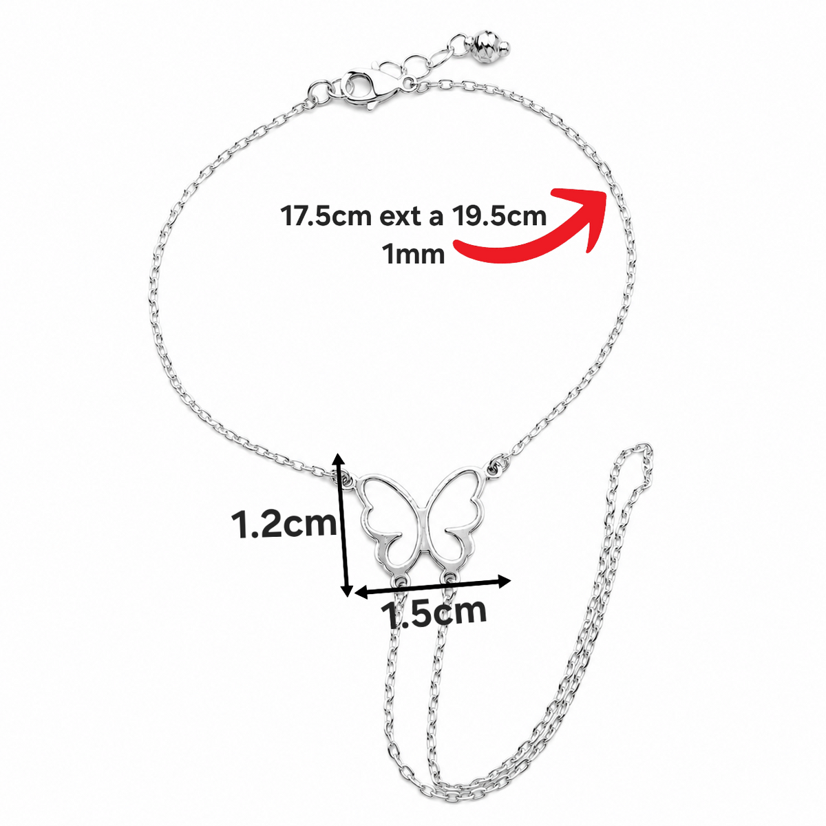 Pulsera Esclavo Mariposa Plata Ley 925