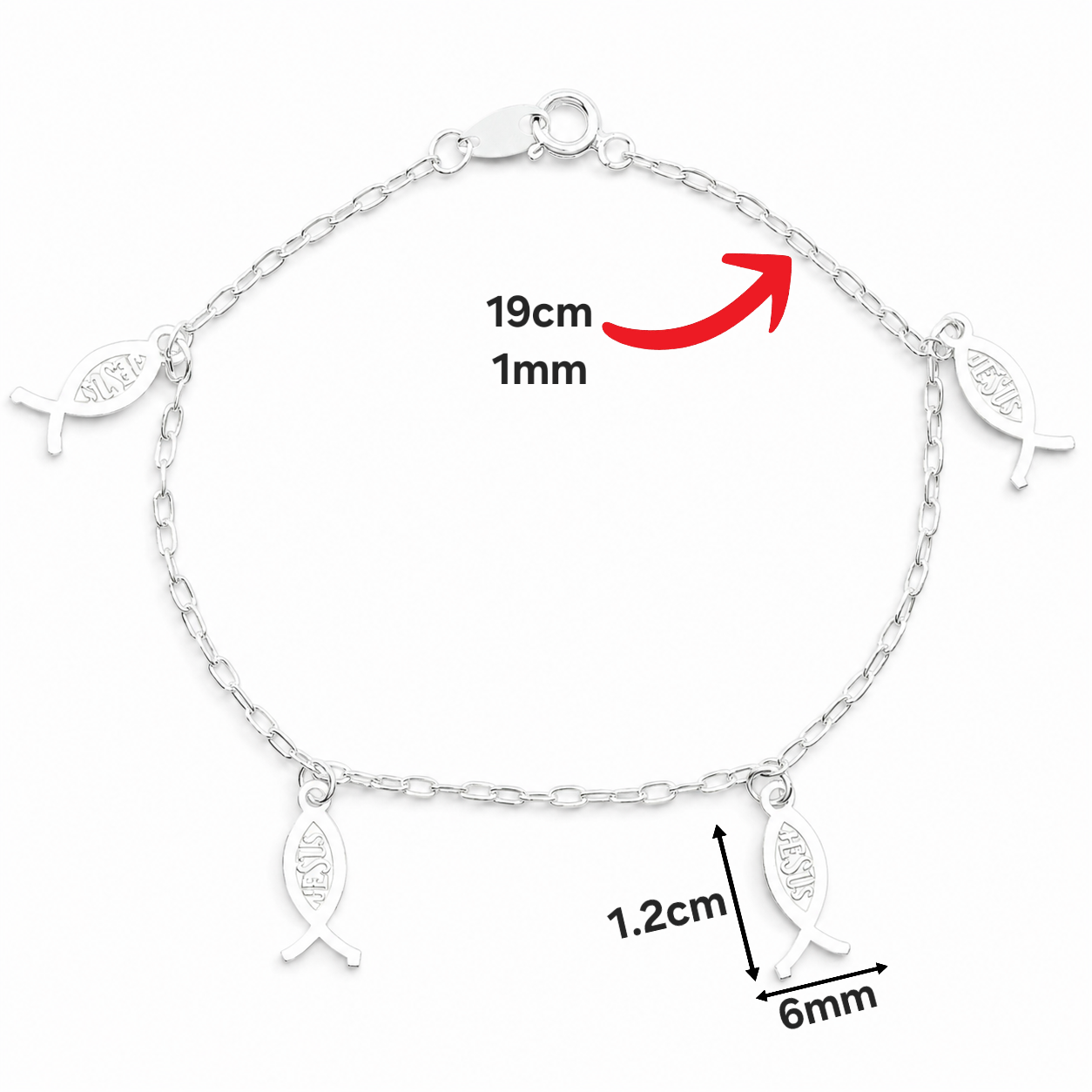Pulsera Pez Cristiano Plata Ley 925