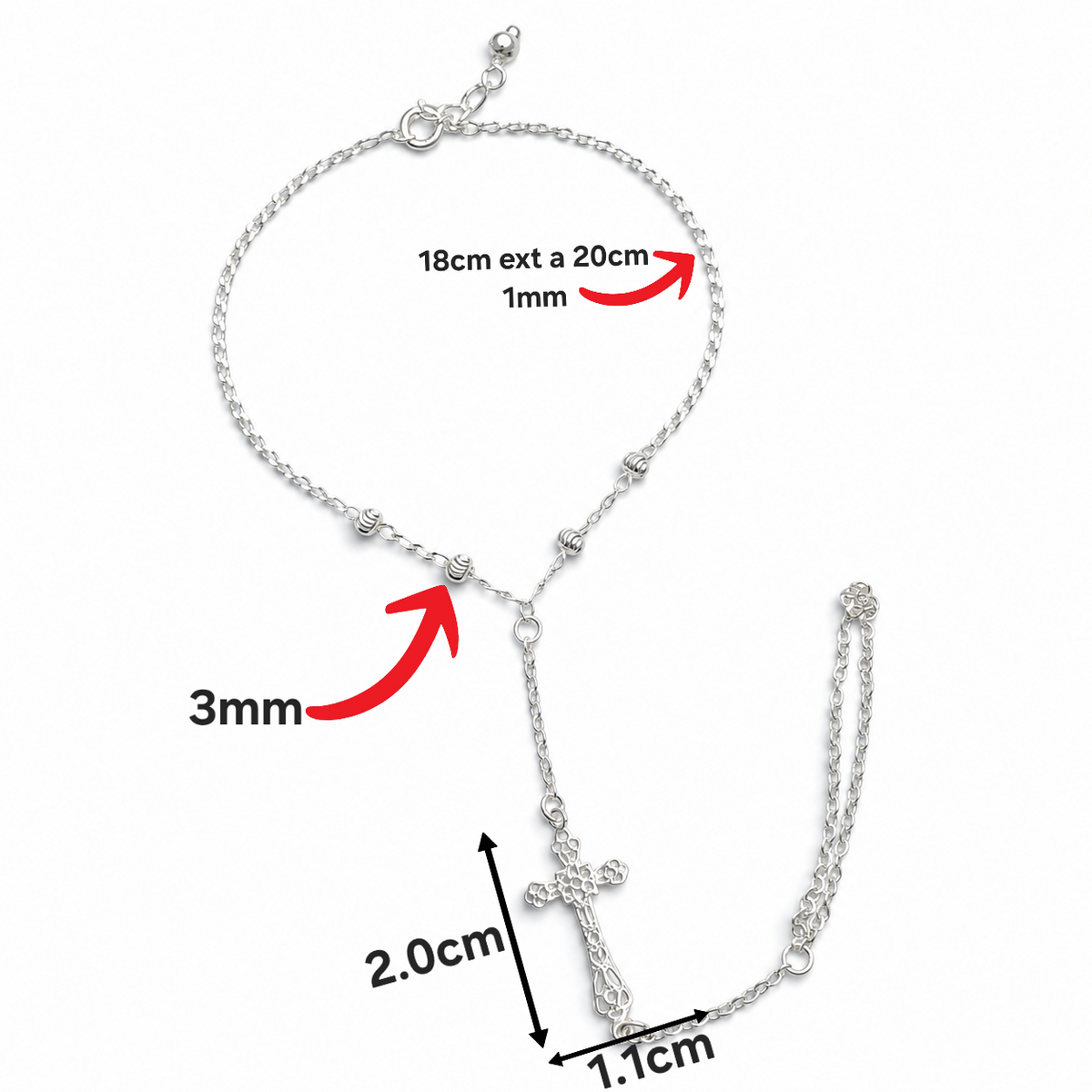 Pulsera Esclavo Cruz Plata Ley 925