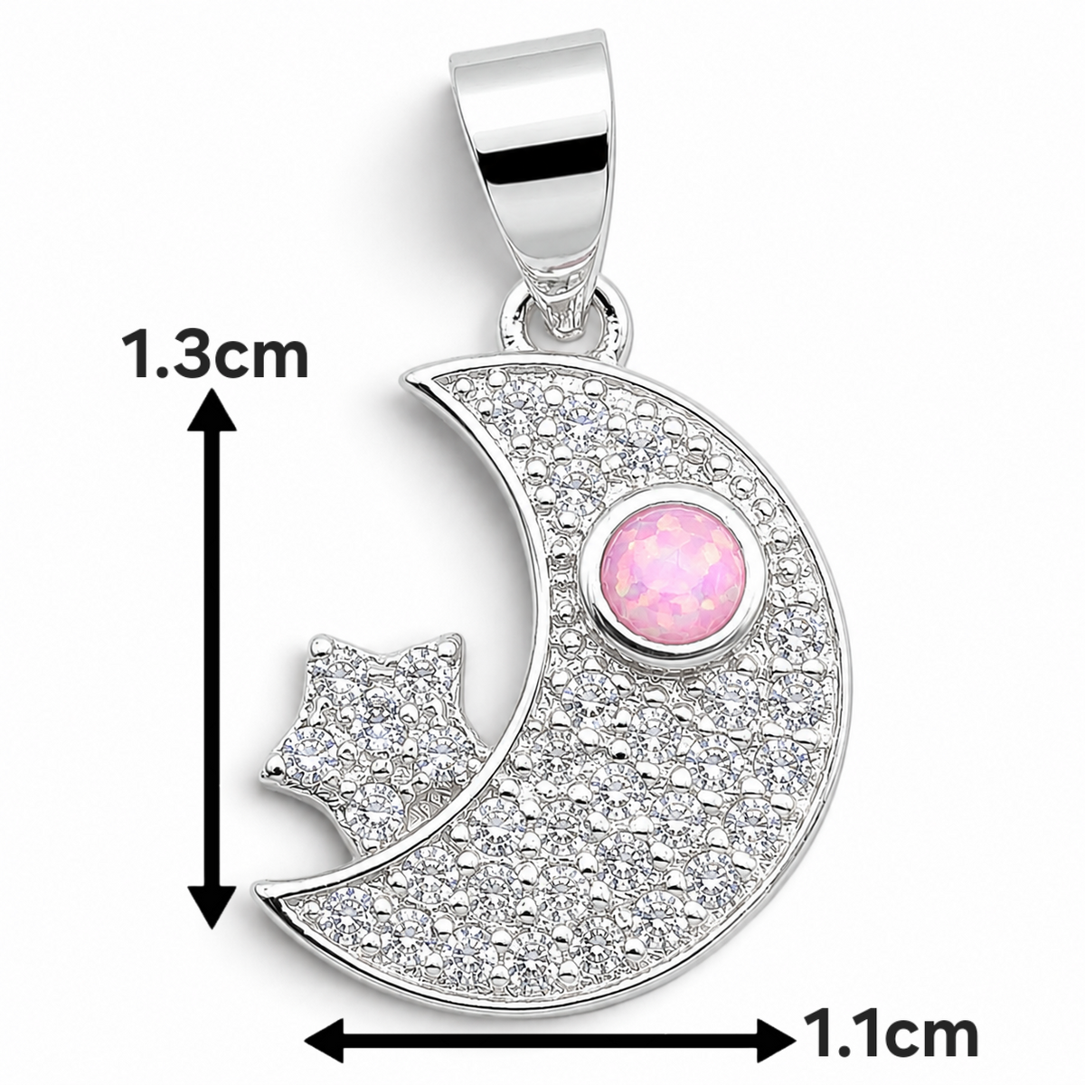 Dije Luna Opalo Rosa Plata Ley 925