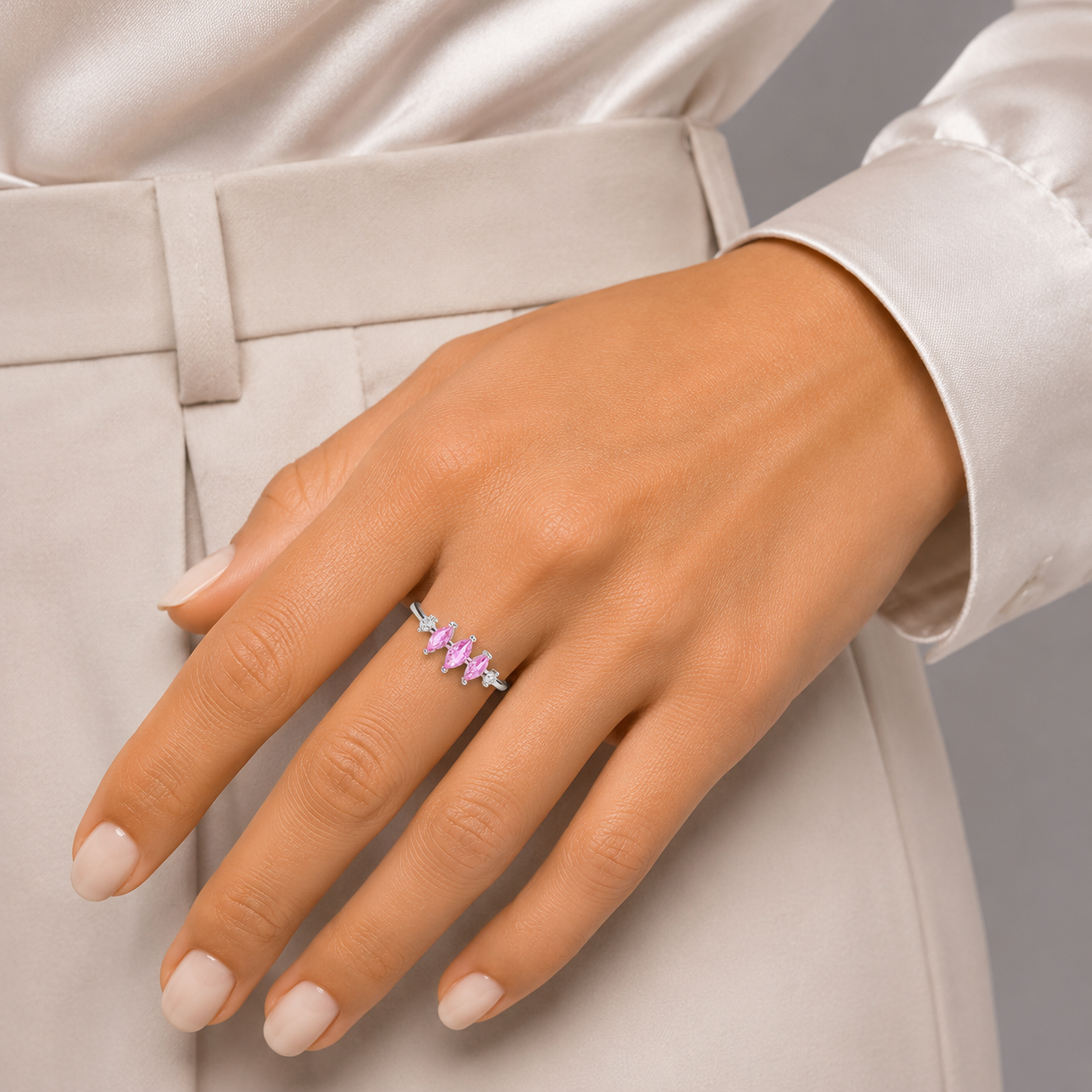 Anillo Zirconia Rosa