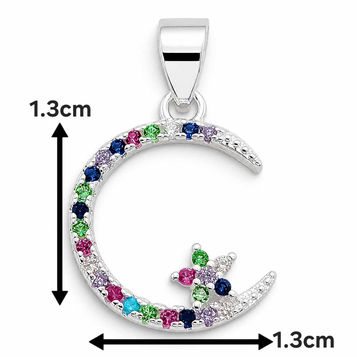 Dije Luna Estrellita Multicolor Plata Ley 925