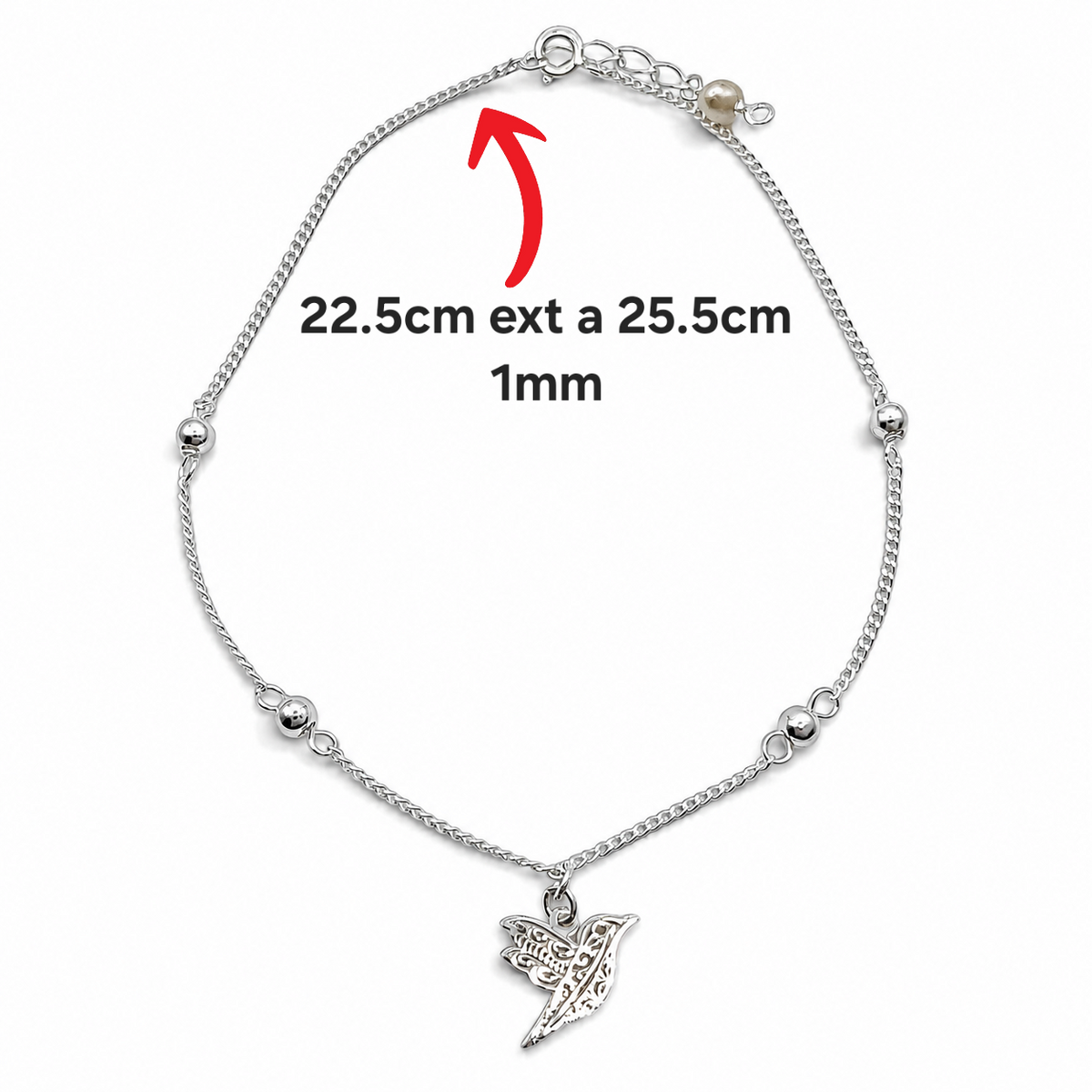 Tobillera Ave Plata Ley 925