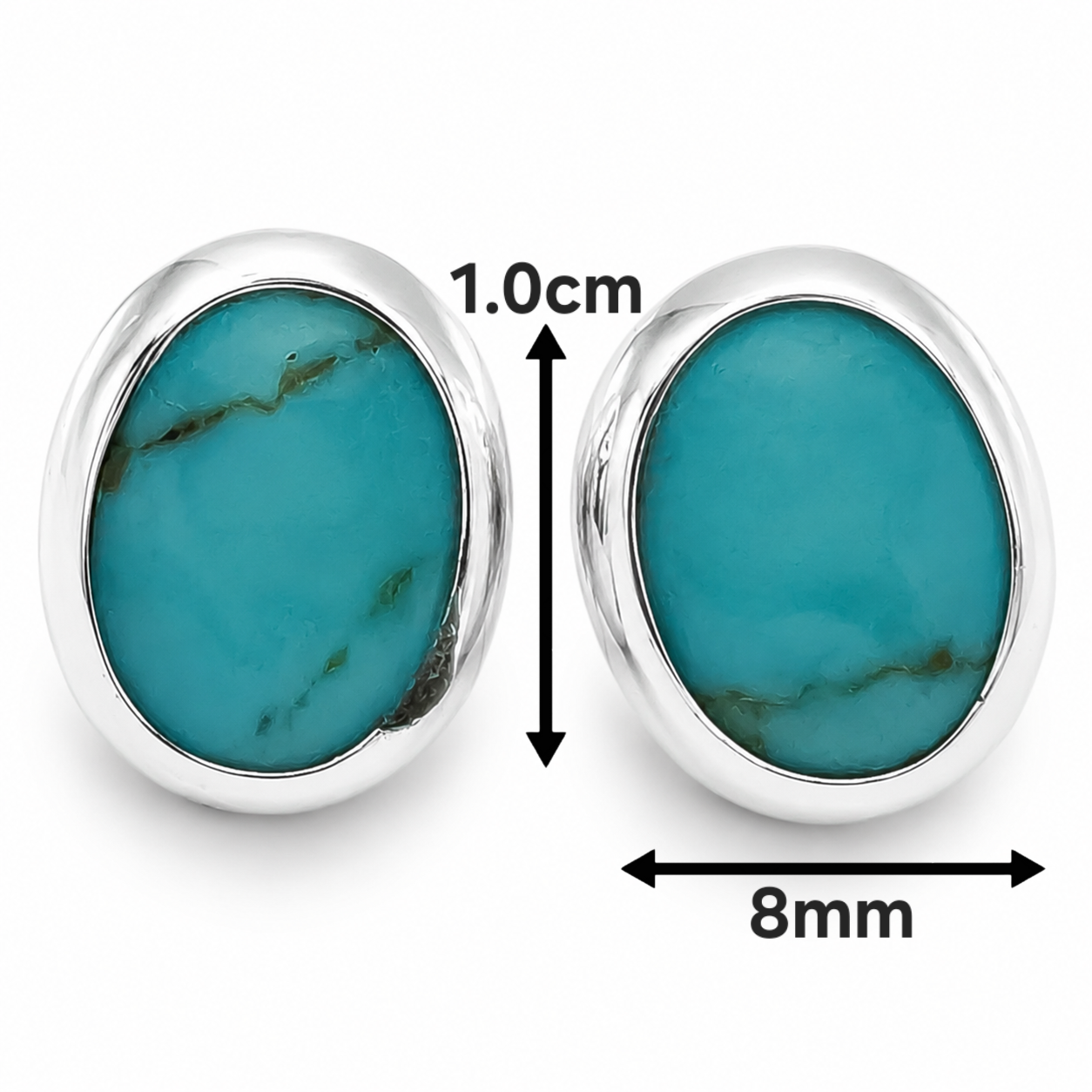 Arete Ovalo Turquesa Plata Ley 925