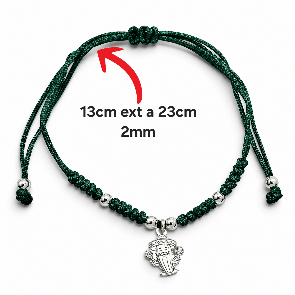 Pulsera Cactus Verde Plata Ley 925