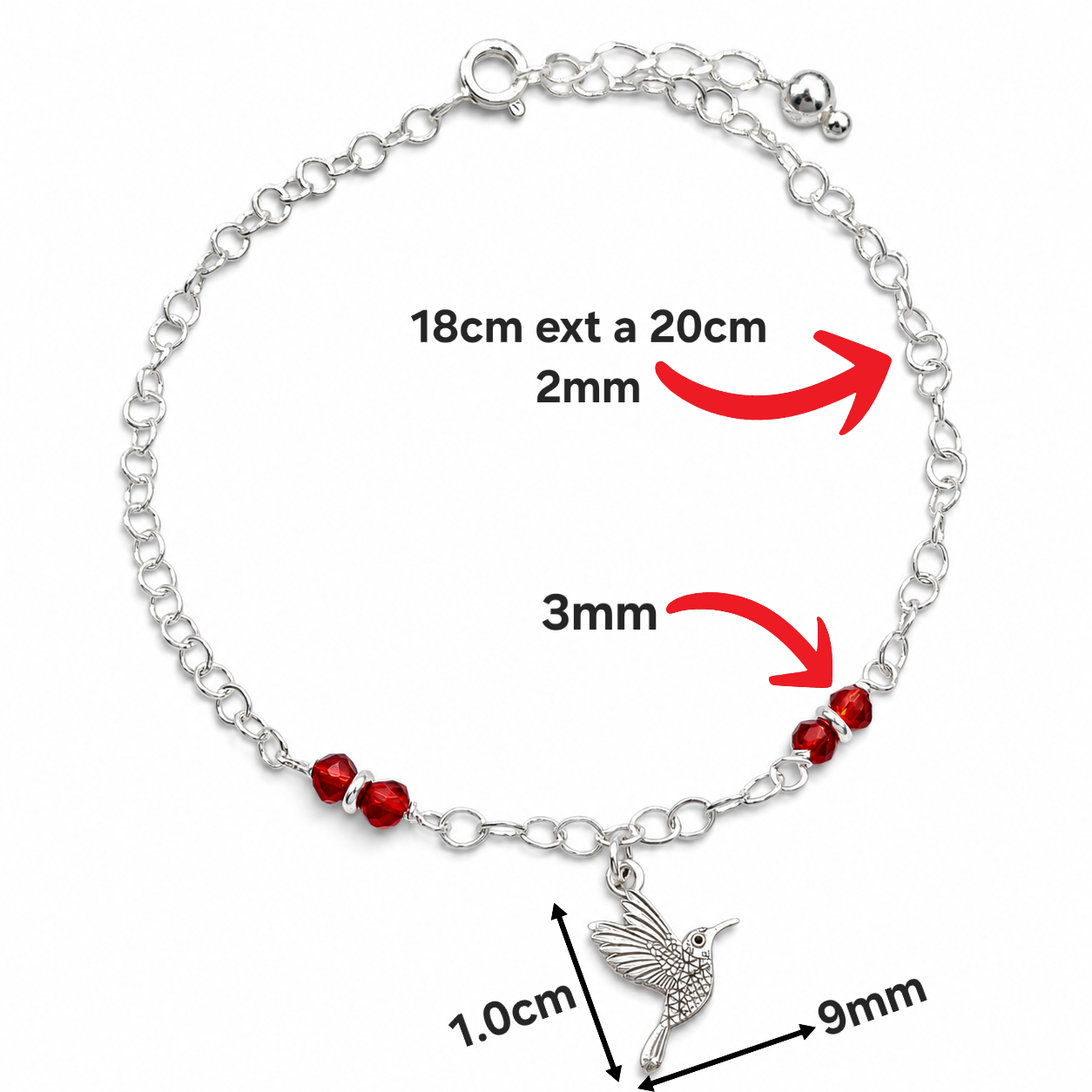 Pulsera Colibri Plata Ley 925