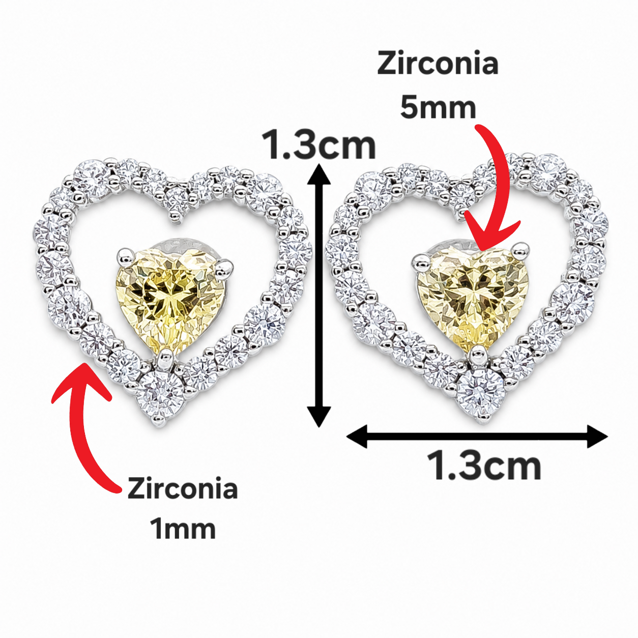 Arete Corazon Amarillo Plata Ley 925