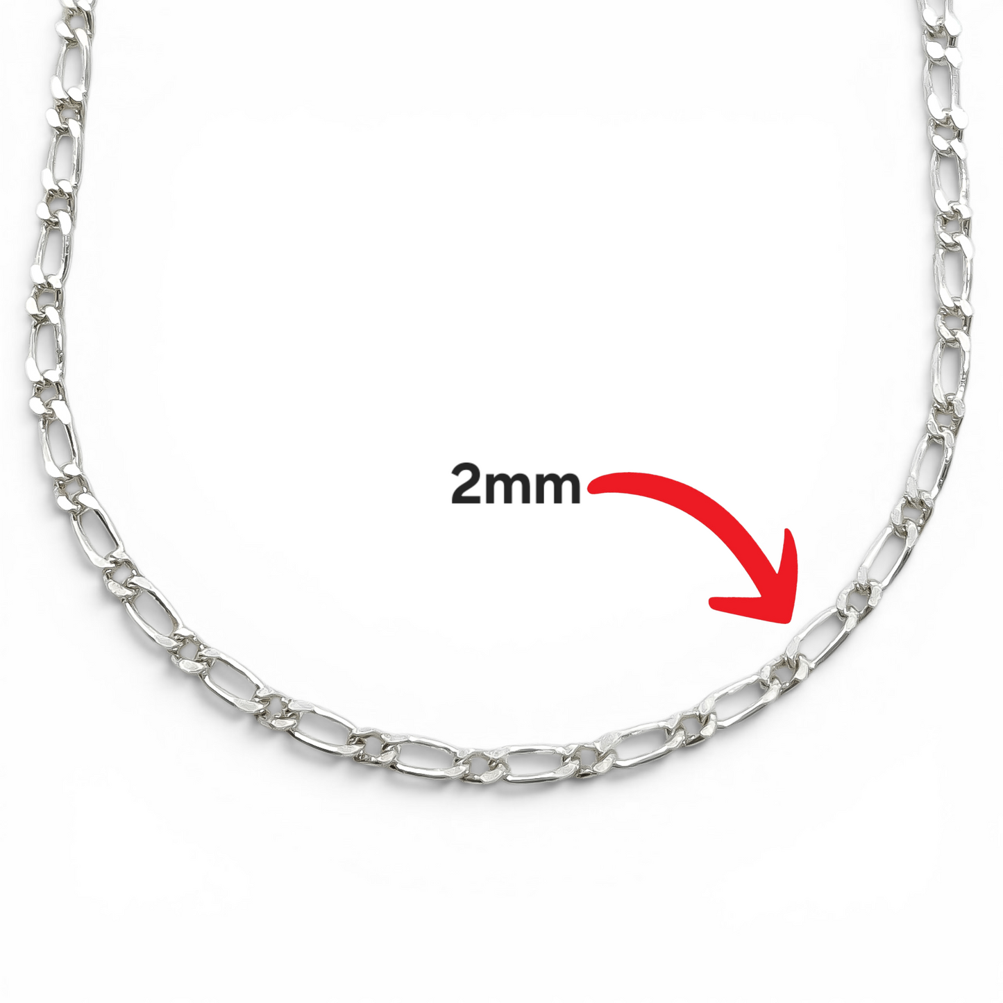 Cadena 1x1 2mm Plata Ley 925