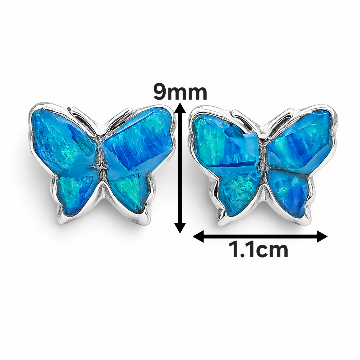 Arete Mariposa Azul Plata Ley 925