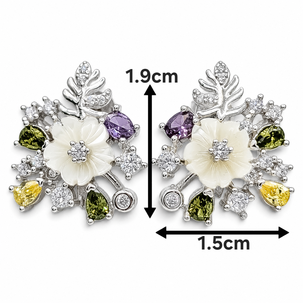Set Flor Zirconia Plata Ley 925