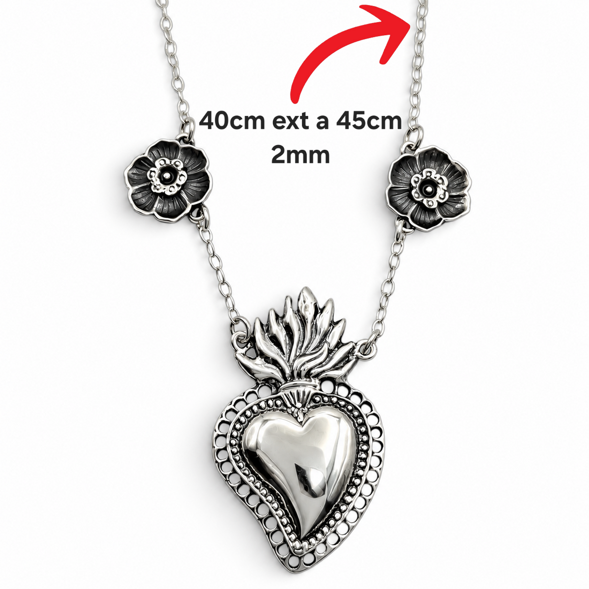 Collar Corazon Frida Plata Ley 925