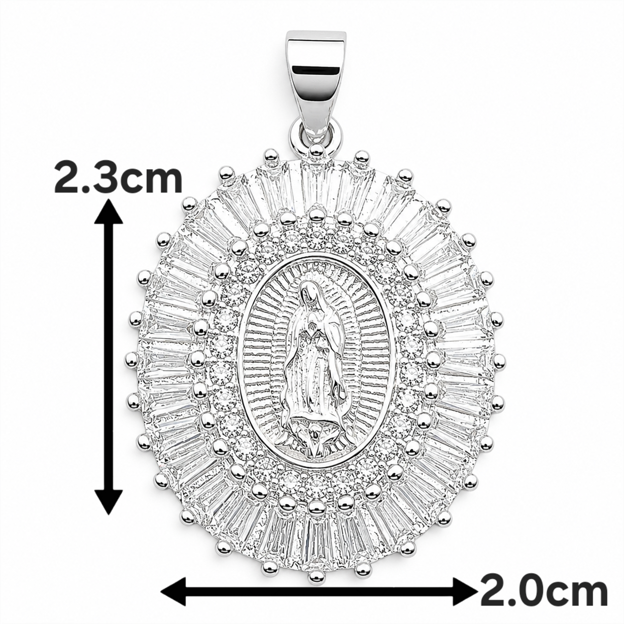 Dije Virgen Zirconia Grande Plata Ley 925
