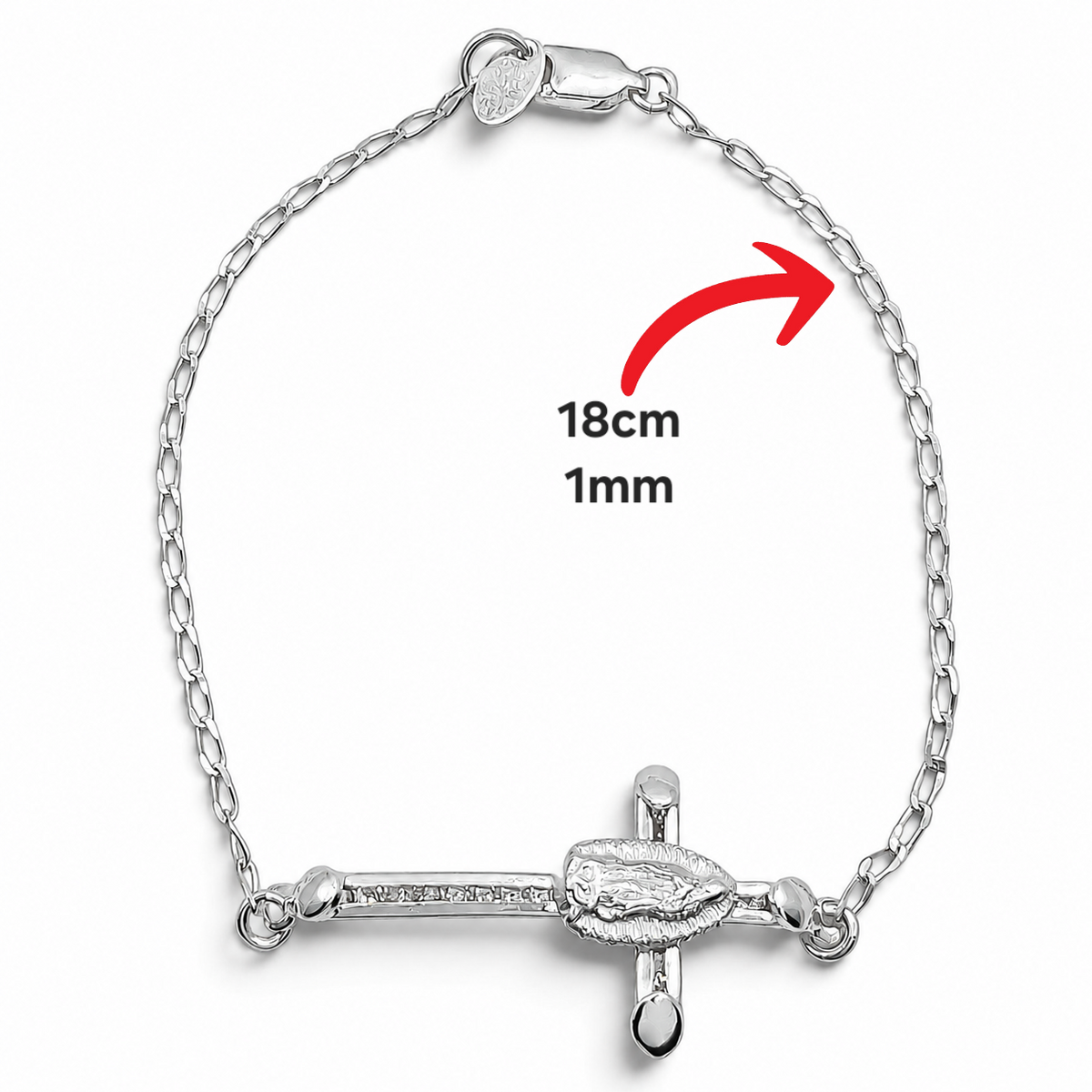 Pulsera Cruz Virgen Plata Ley 925