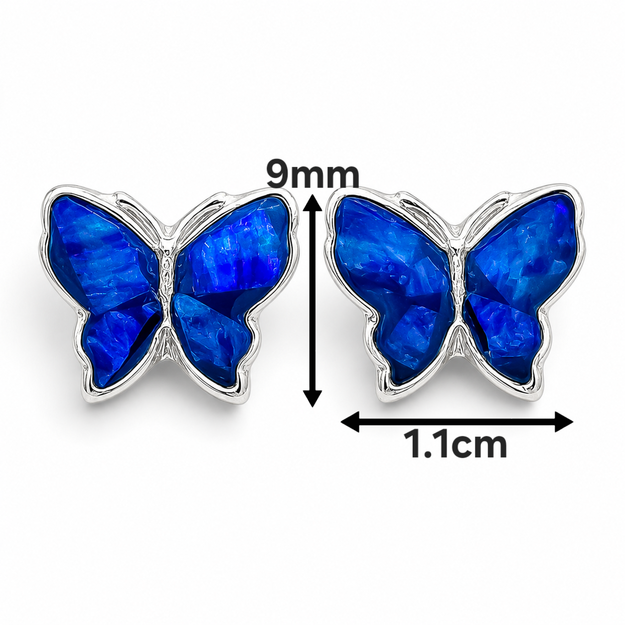Arete Mariposa Azul Marino Plata Ley 925