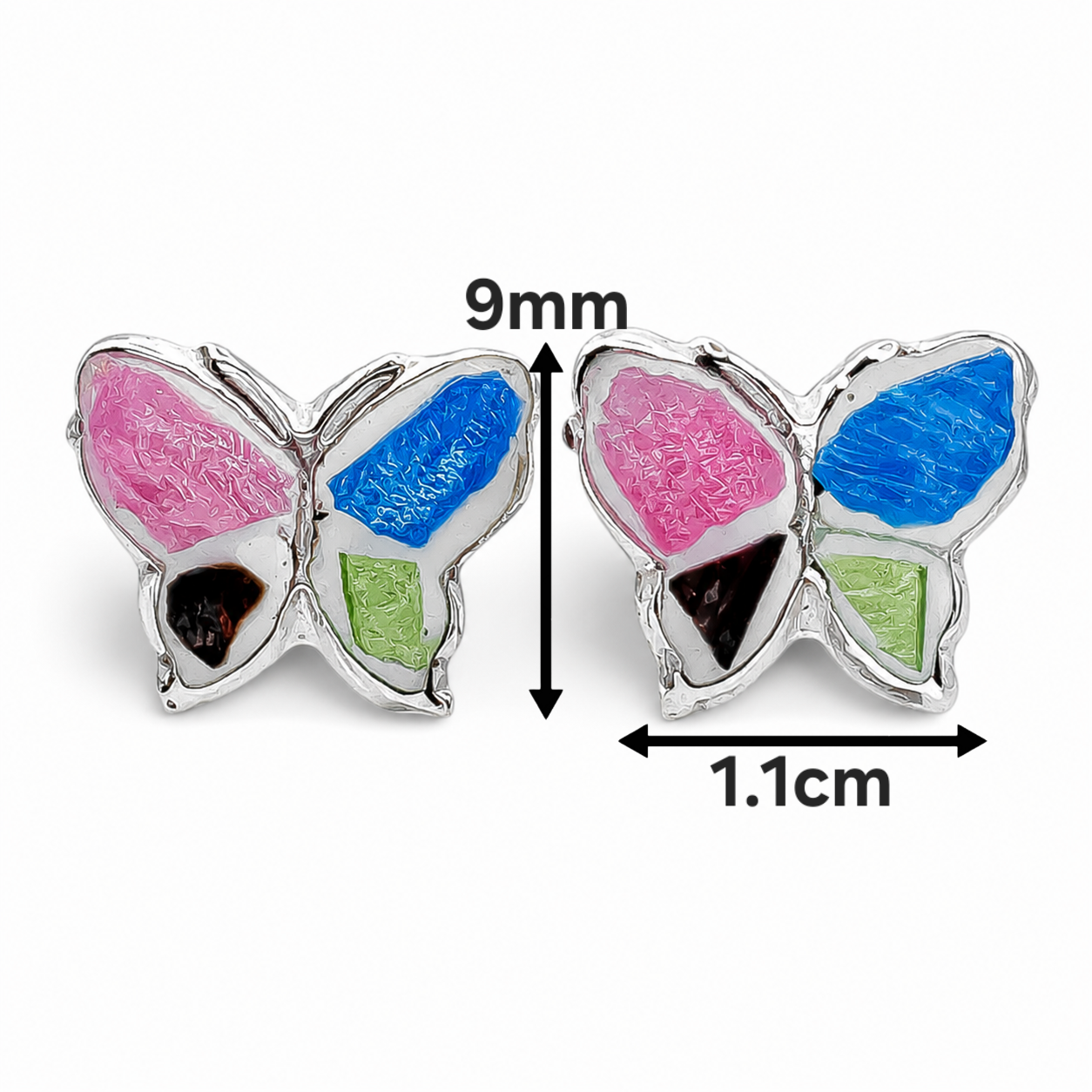Arete Mariposa Multicolor Plata Ley 925
