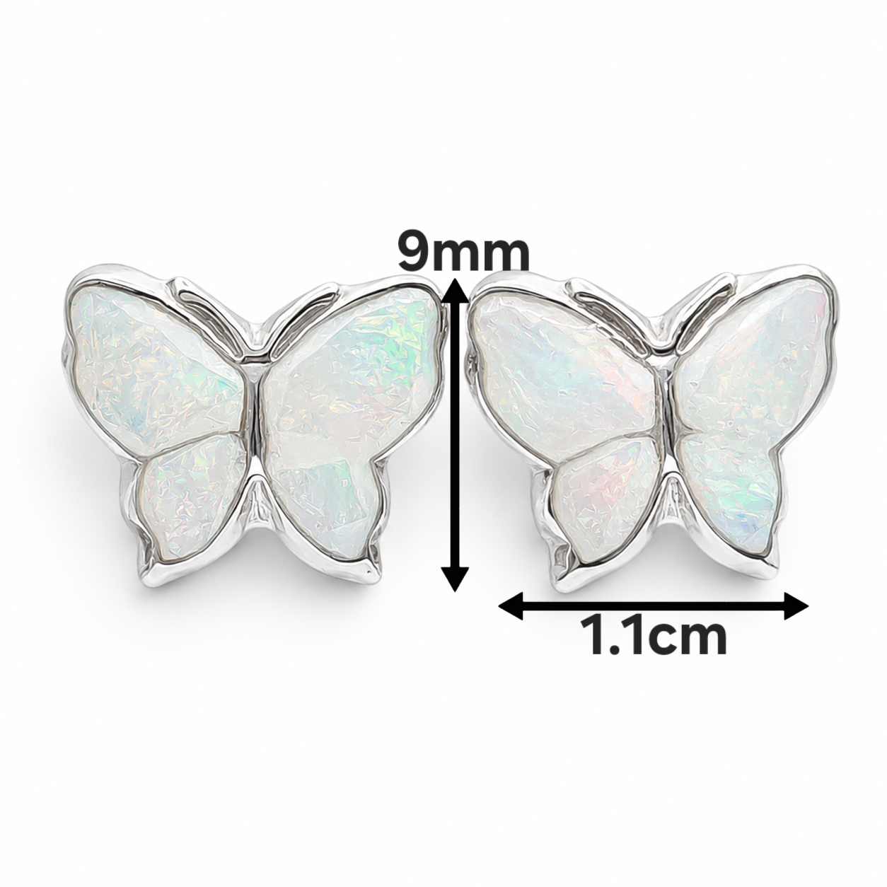 Arete Mariposa Blanco Plata Ley 925