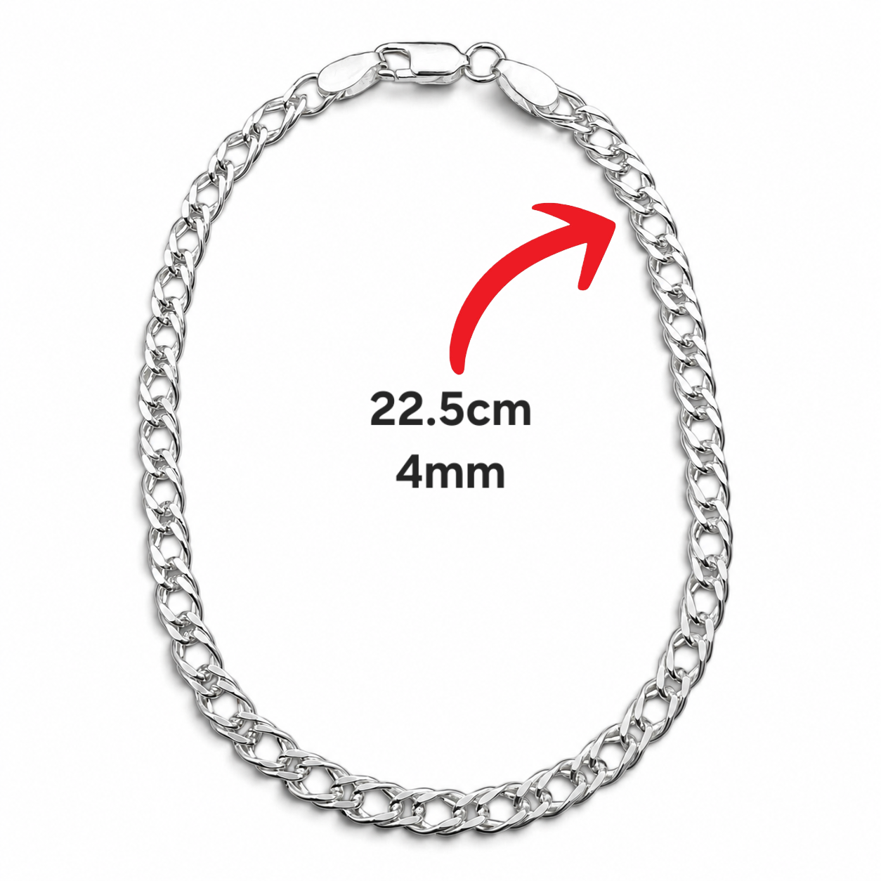 Pulso Rombo Doble 4mm Plata Ley 925
