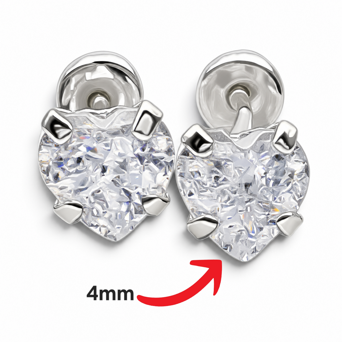 Broquel Corazon Blanco #4 Plata Ley 925