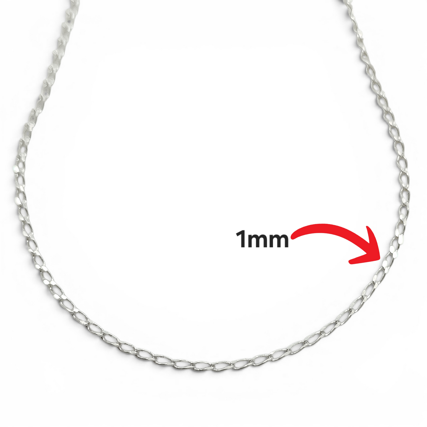Cadena Delgada 1mm Plata Ley 925