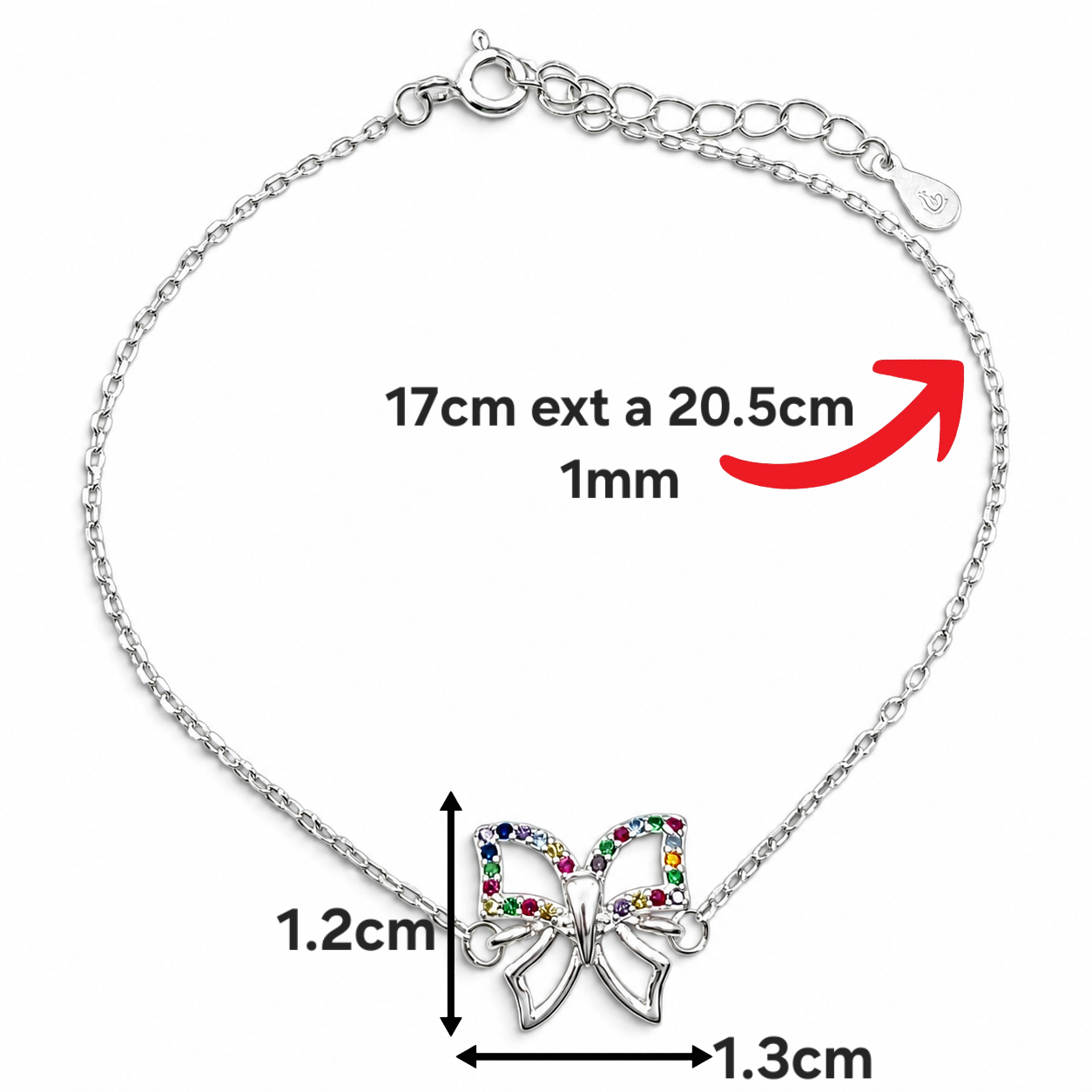 Pulsera Mariposa Multicolor Plata Ley 925