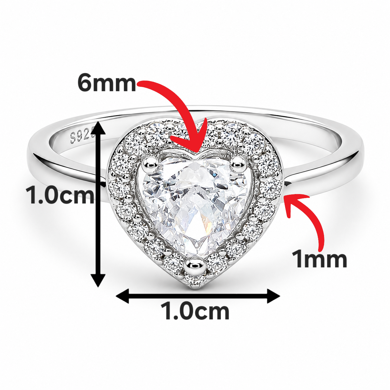 Anillo Corazon Liso BL Plata Ley 925