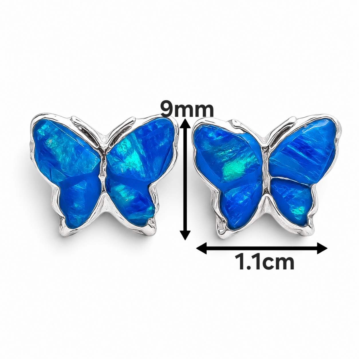 Arete Mariposa Azulito Plata Ley 925