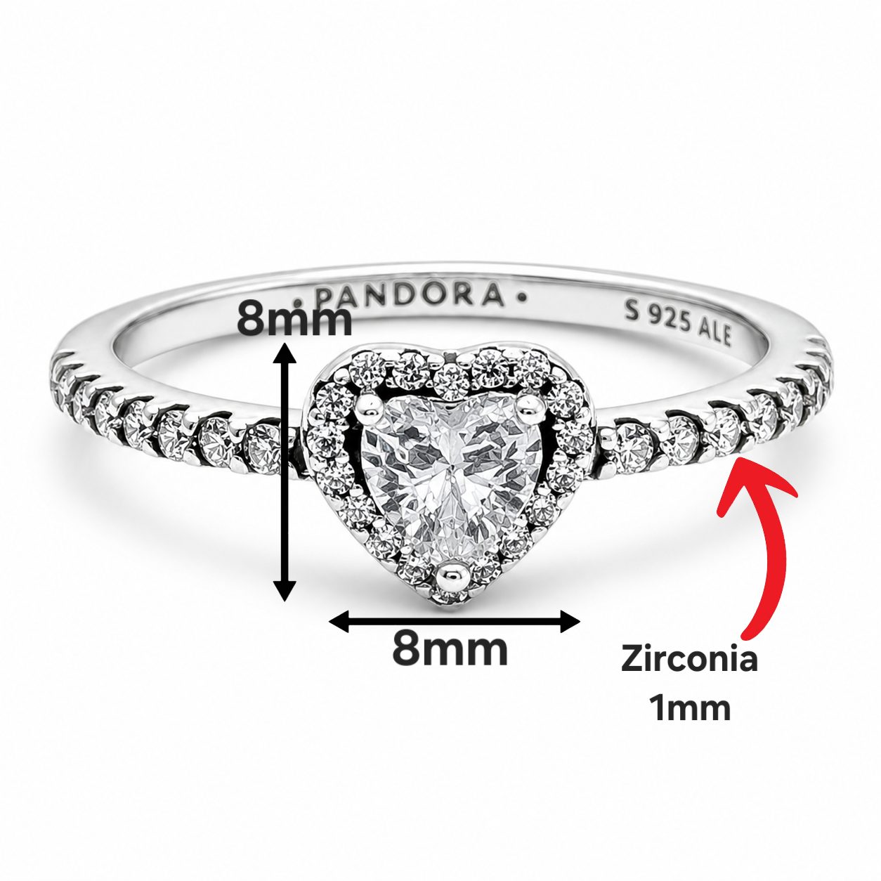 Anillo Corazon Blanco Plata Ley 925