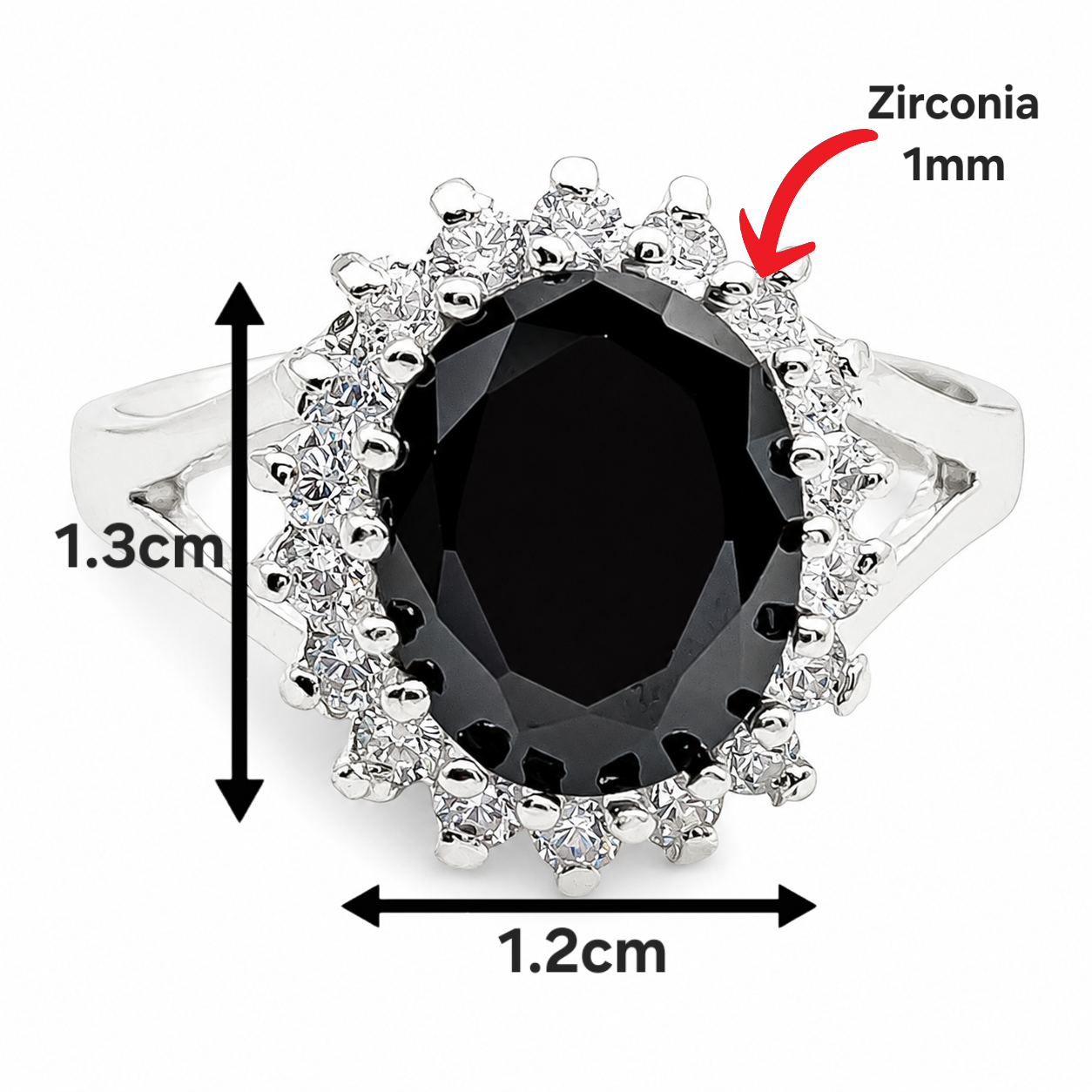 Anillo Zirconia Negra Plata Ley 925