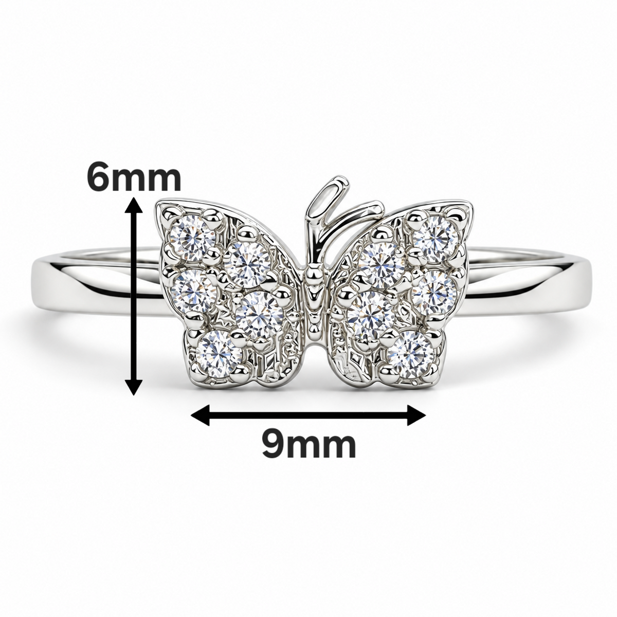 Anillo Mariposa Blanco Plata Ley 925