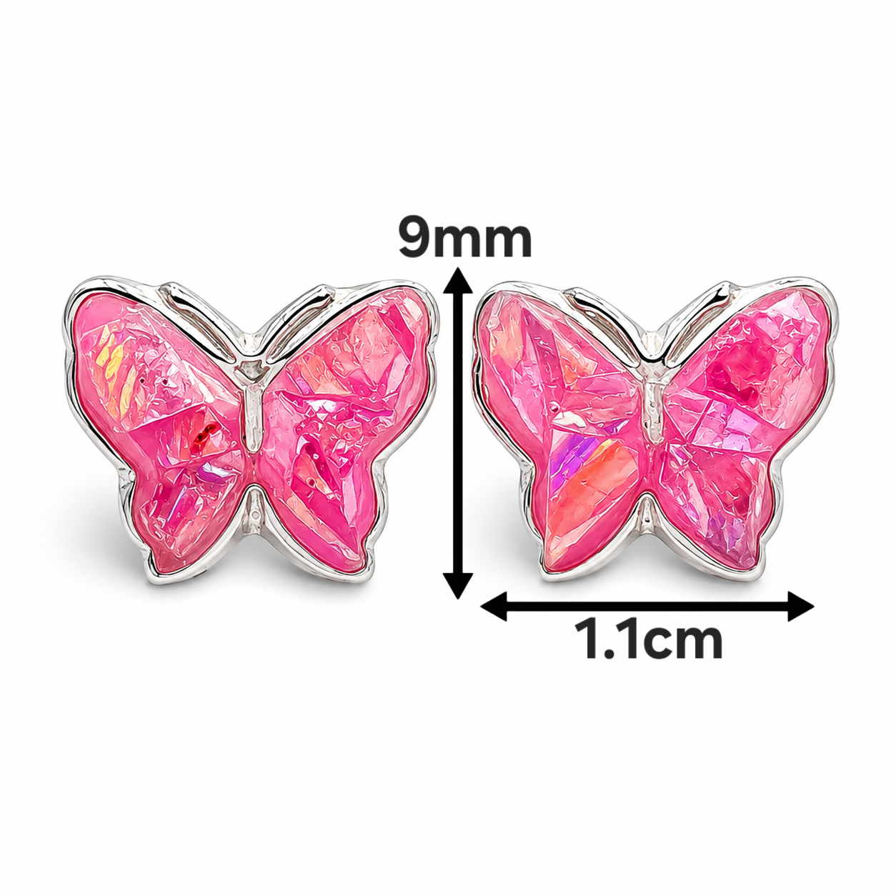 Arete Mariposa Rosa Plata Ley 925
