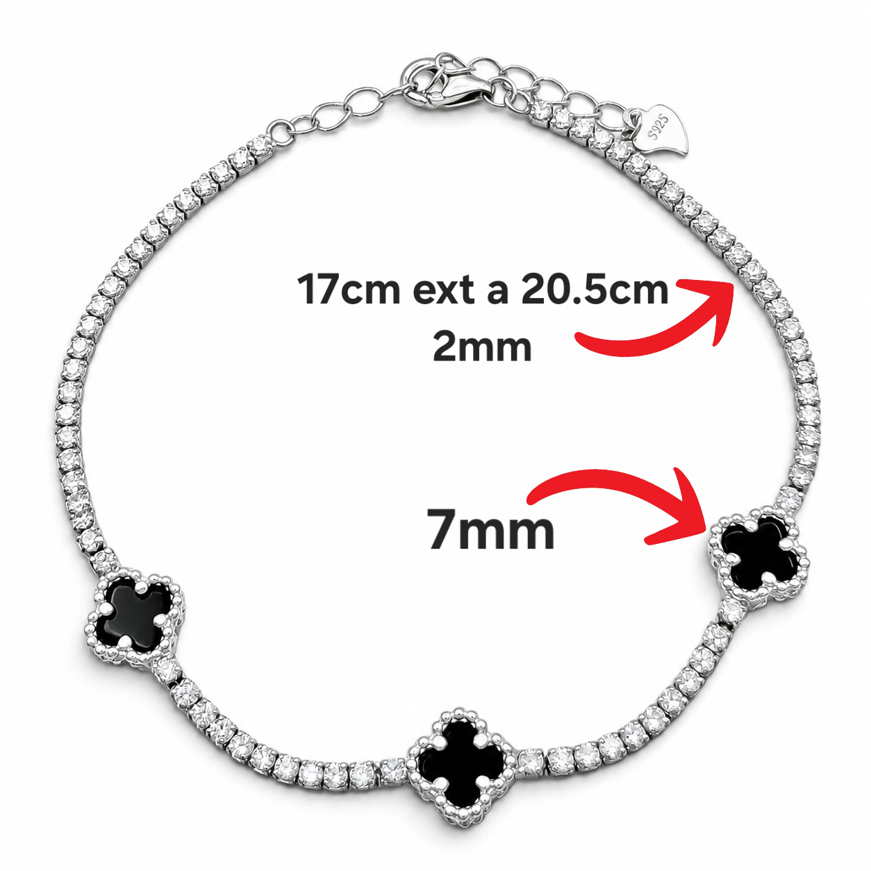 Pulsera 3 Treboles Chicas Plata Ley 925