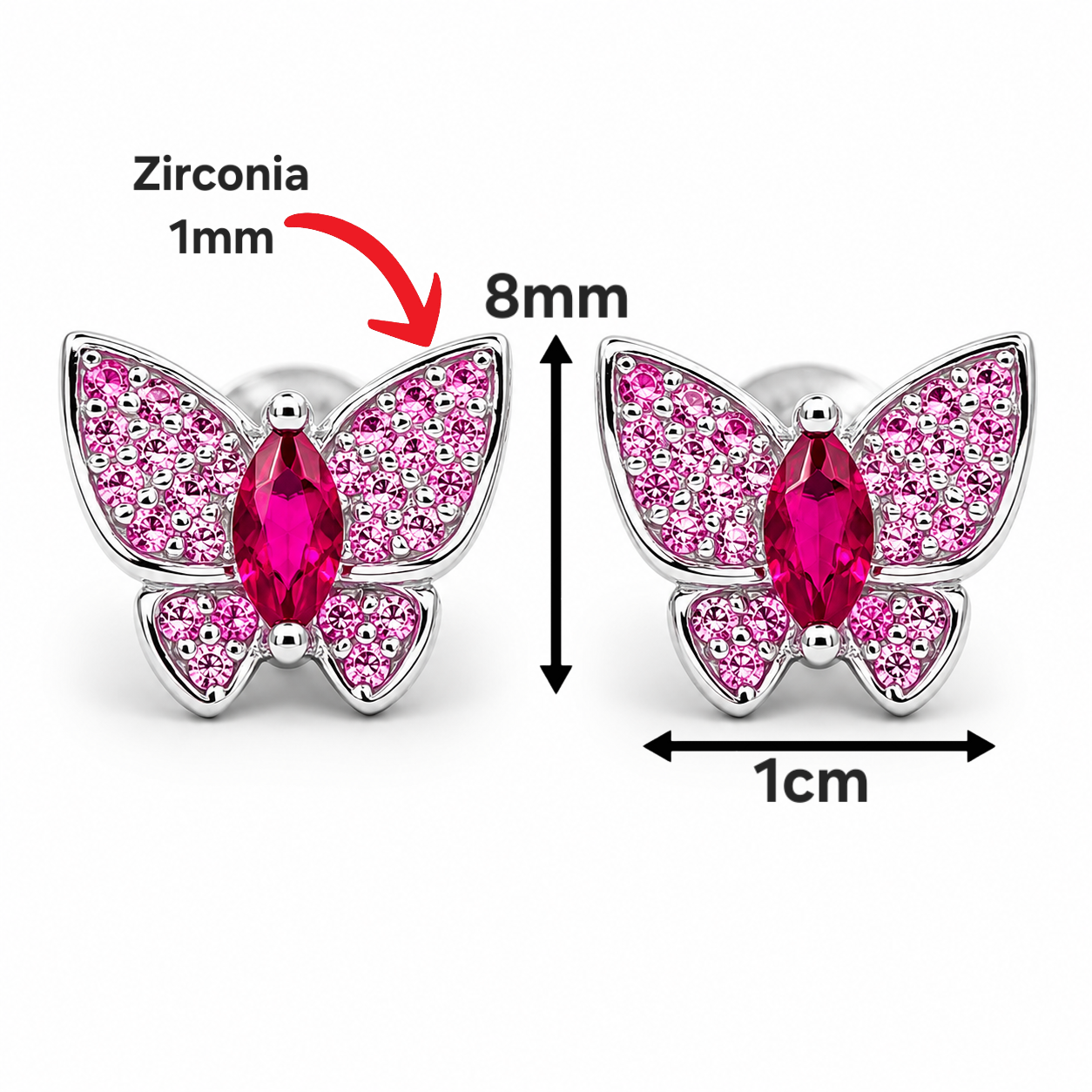 Arete Mariposa Roja Plata Ley 925