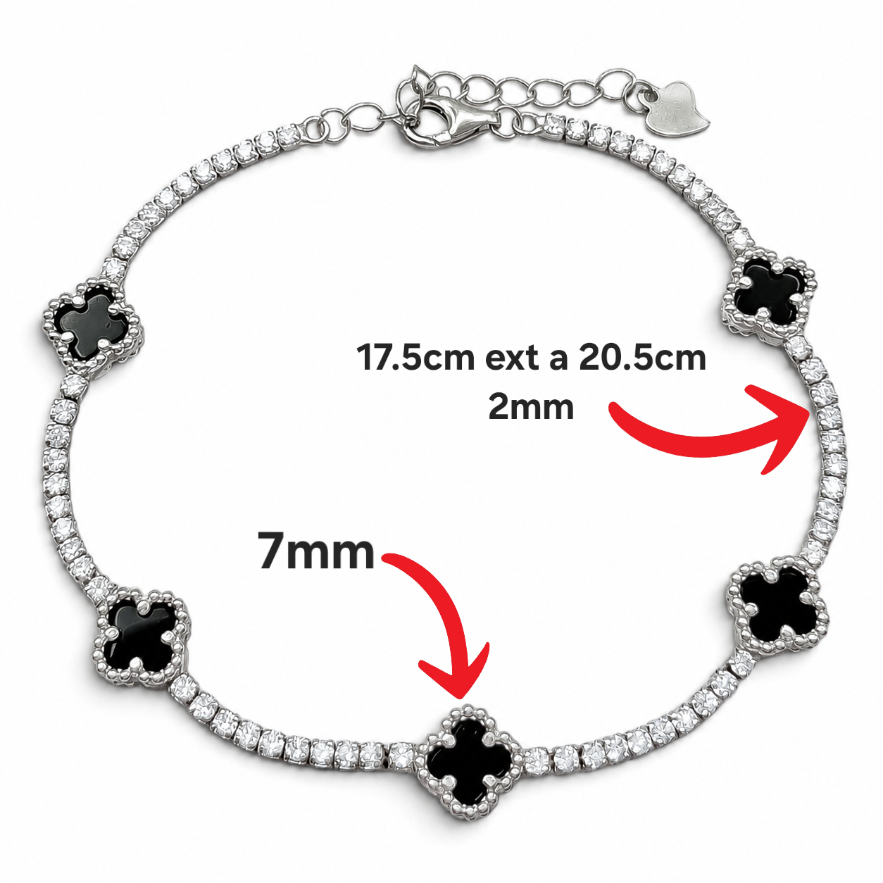 Pulsera 5 Treboles Zirconia Plata Ley 925