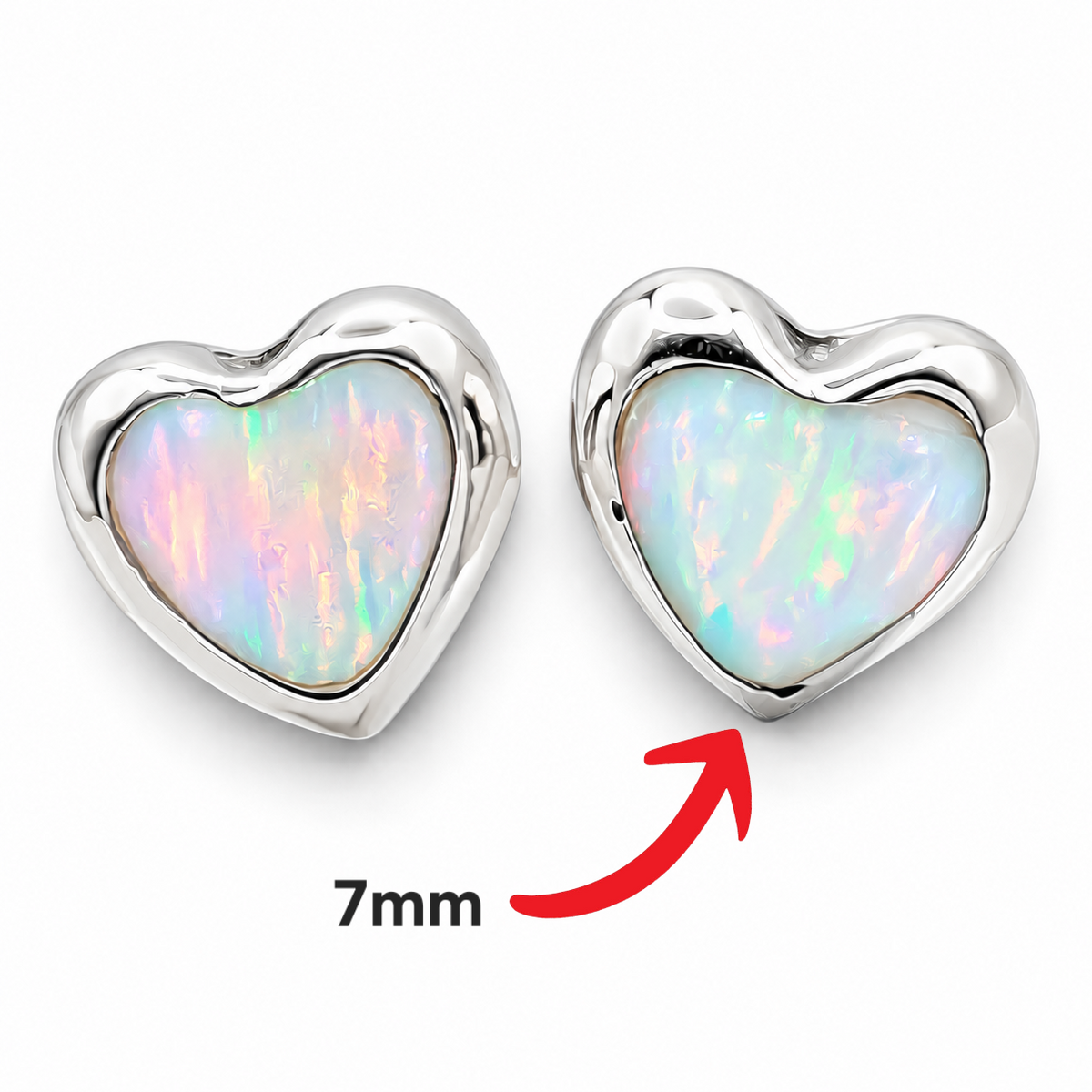 Arete Corazon Blanco Opalo Plata Ley 925