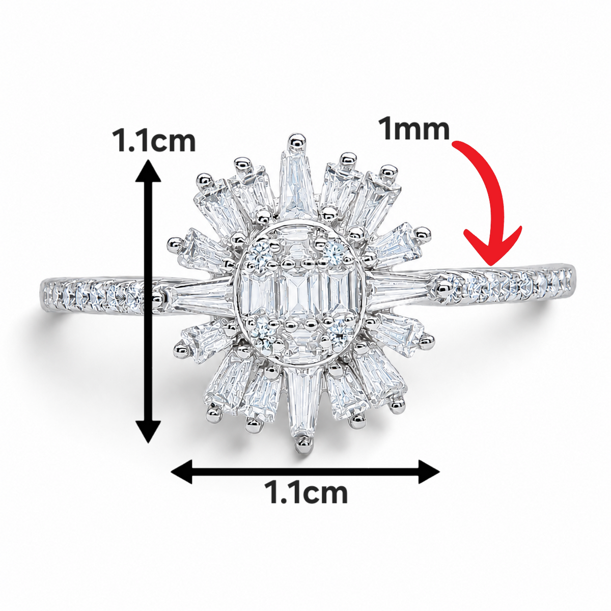 Anillo Sol Zirconia Plata Ley 925