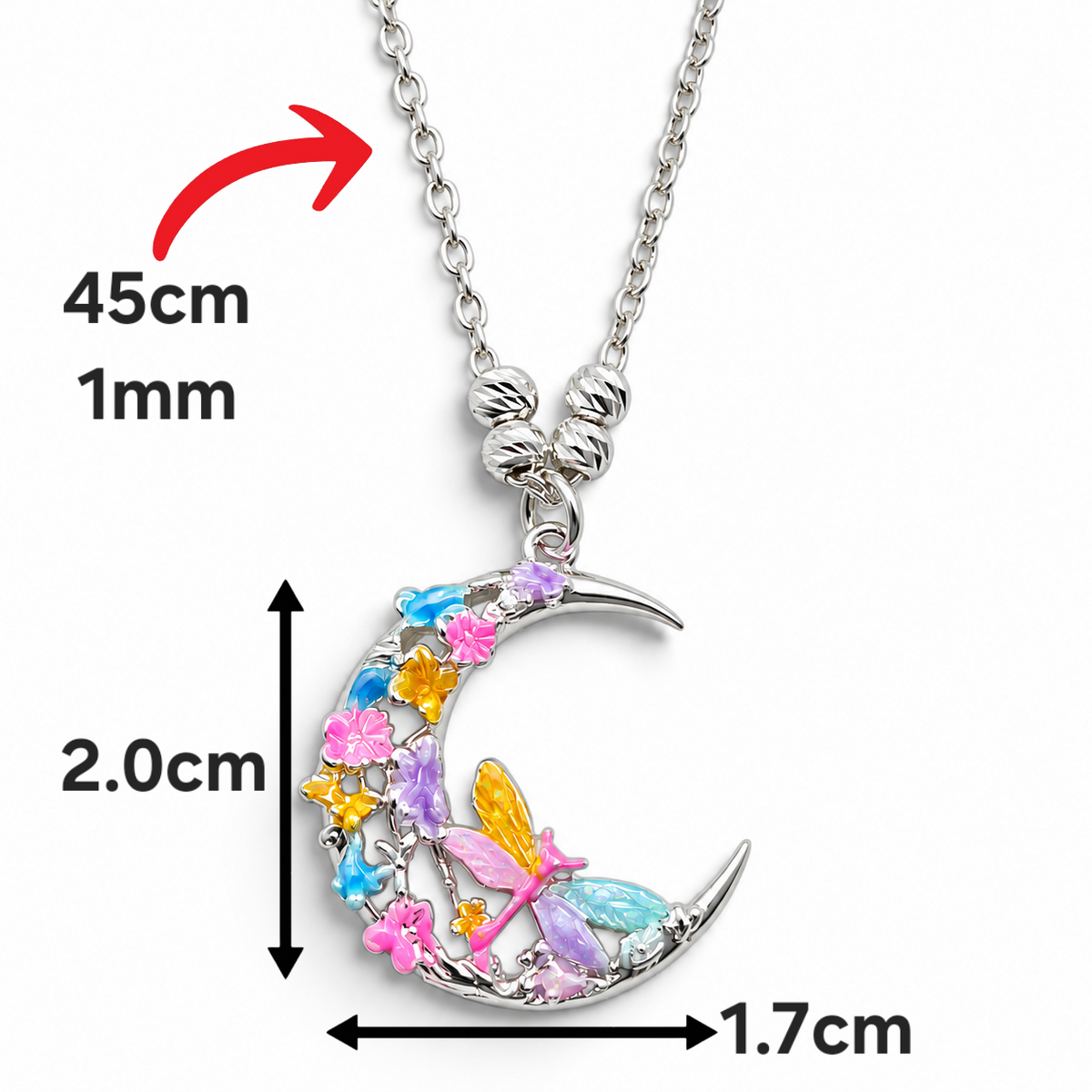 Collar Luna Libelula Flores Plata Ley 925
