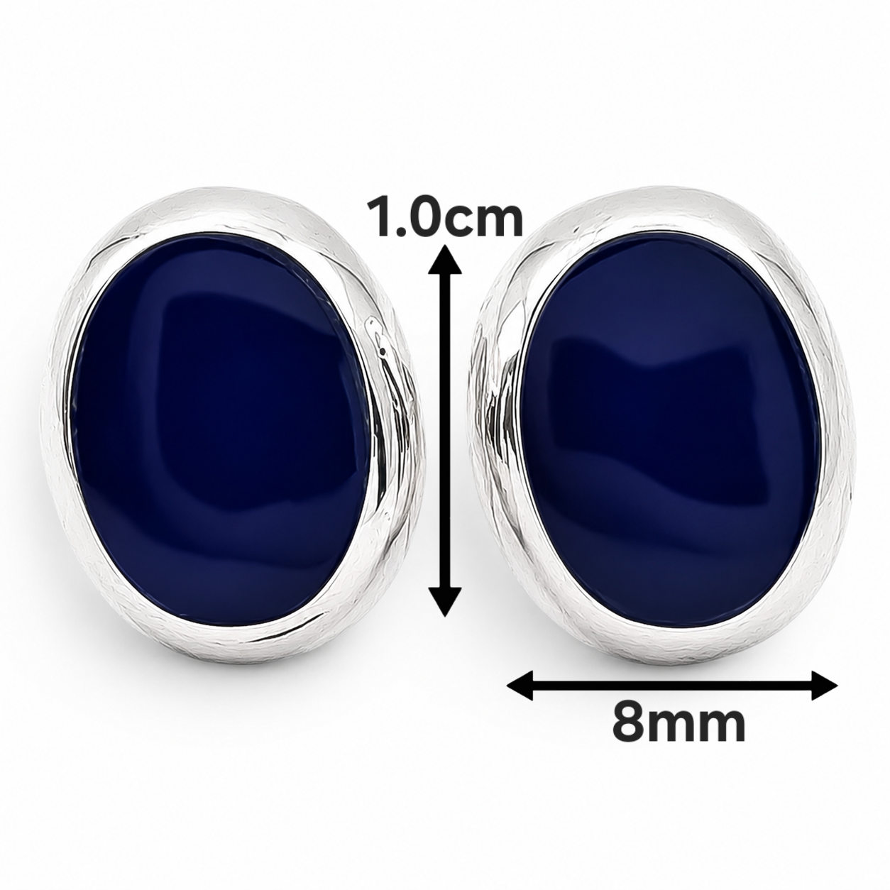 Arete Ovalo Azul Plata Ley 925
