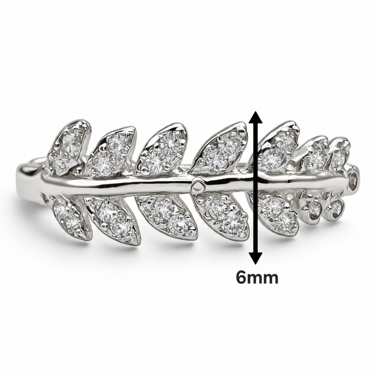 Anillo Hojitas Blanco Plata Ley 925