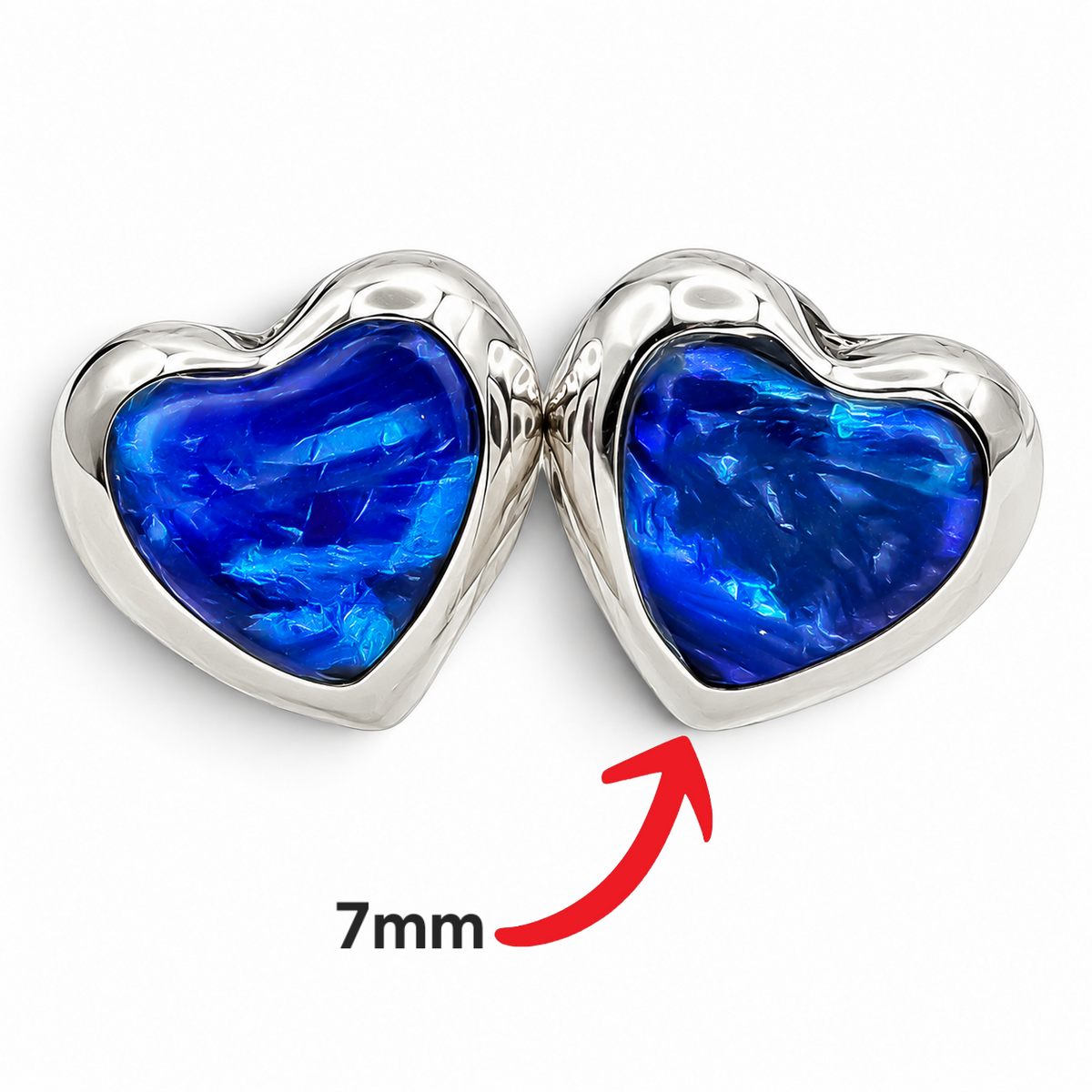 Arete Corazon Azul Opalo Plata Ley 925