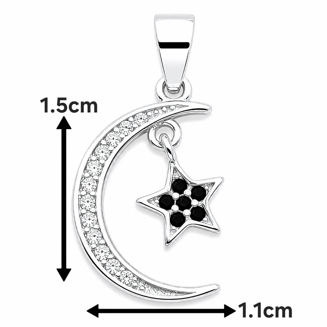 Dije Luna Estrella Negro Plata Ley 925