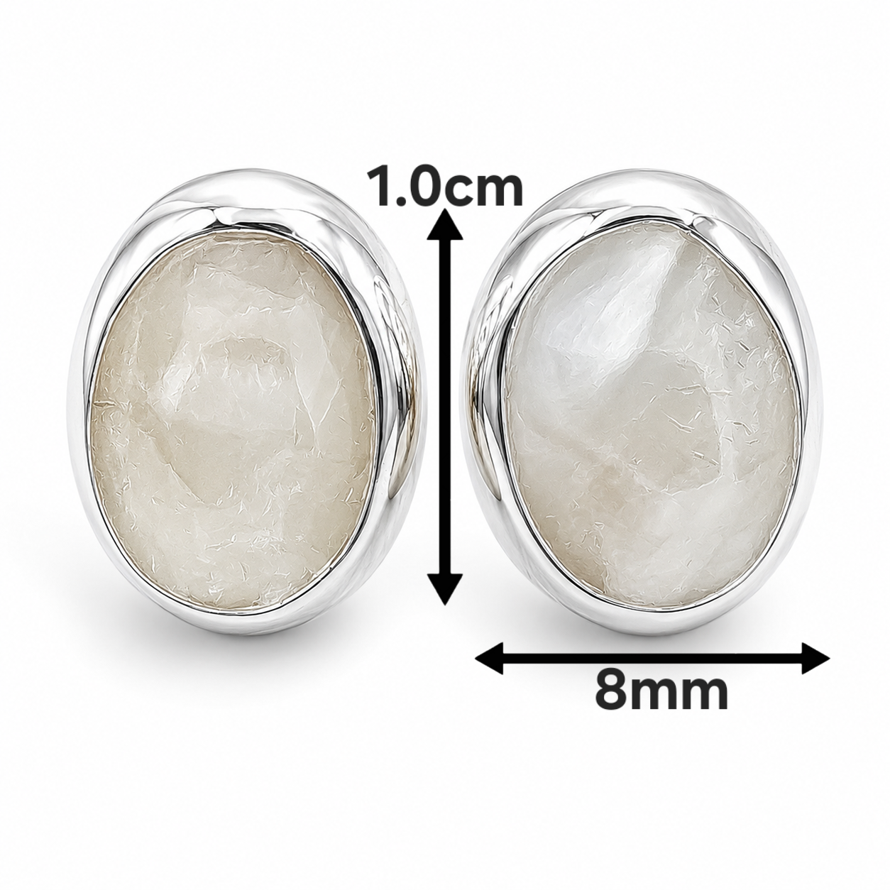 Arete Ovalo Blanco Plata Ley 925