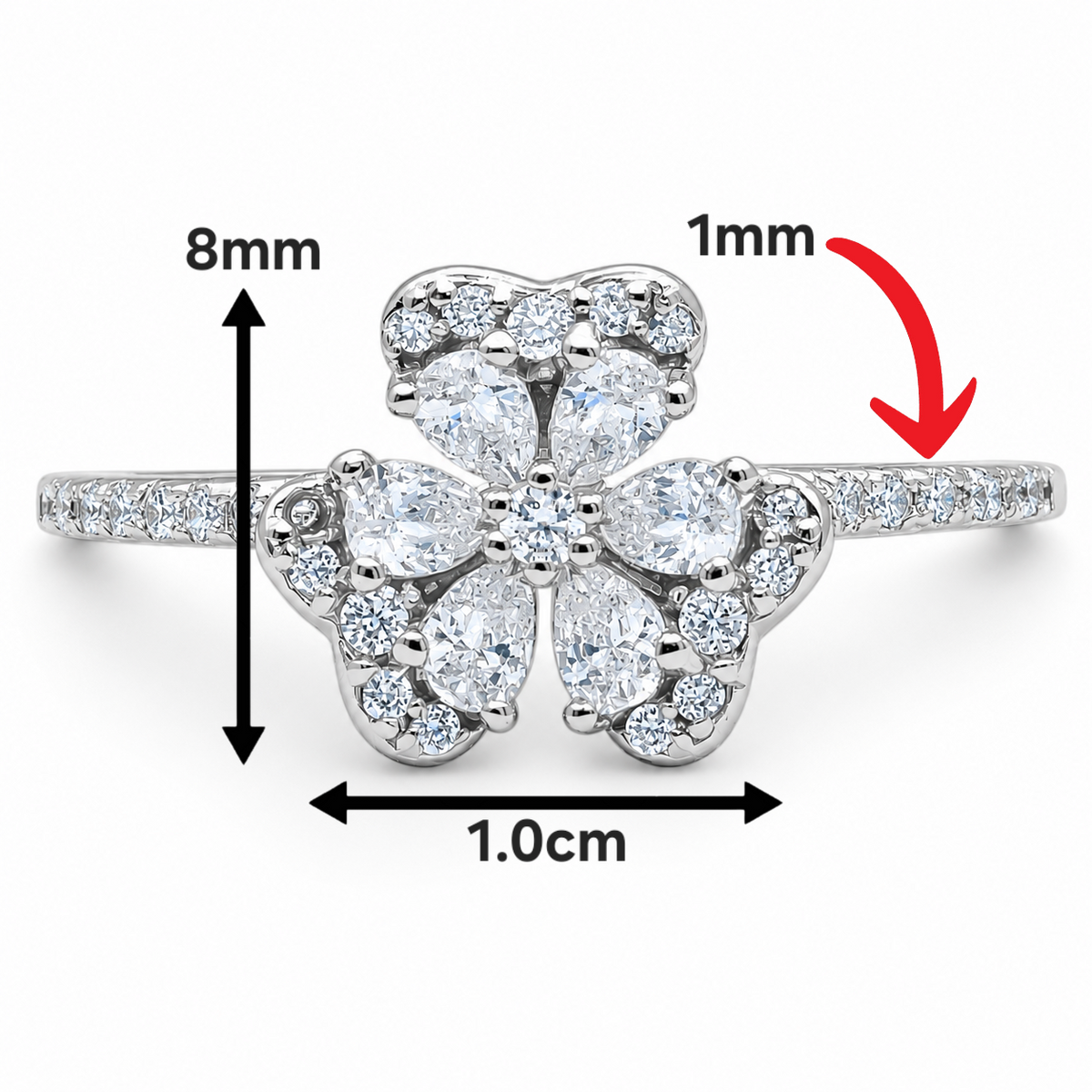 Anillo Flor Zirconia Plata Ley 925