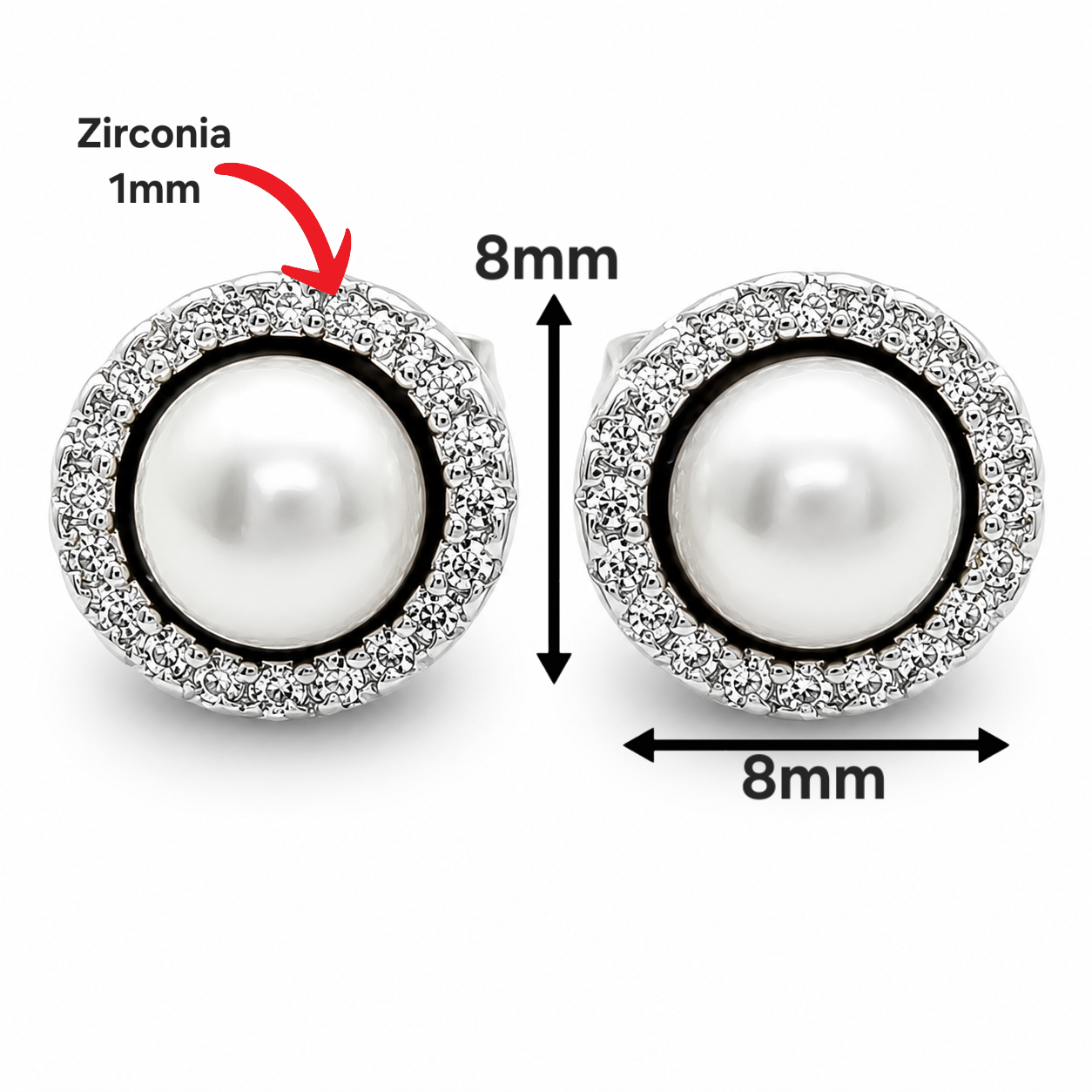 Arete Perla Zirconia Plata Ley 925