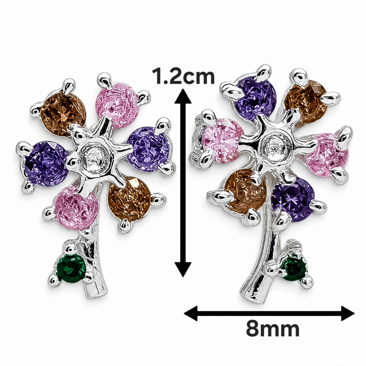 Broquel Flor Multicolor Plata Ley 925