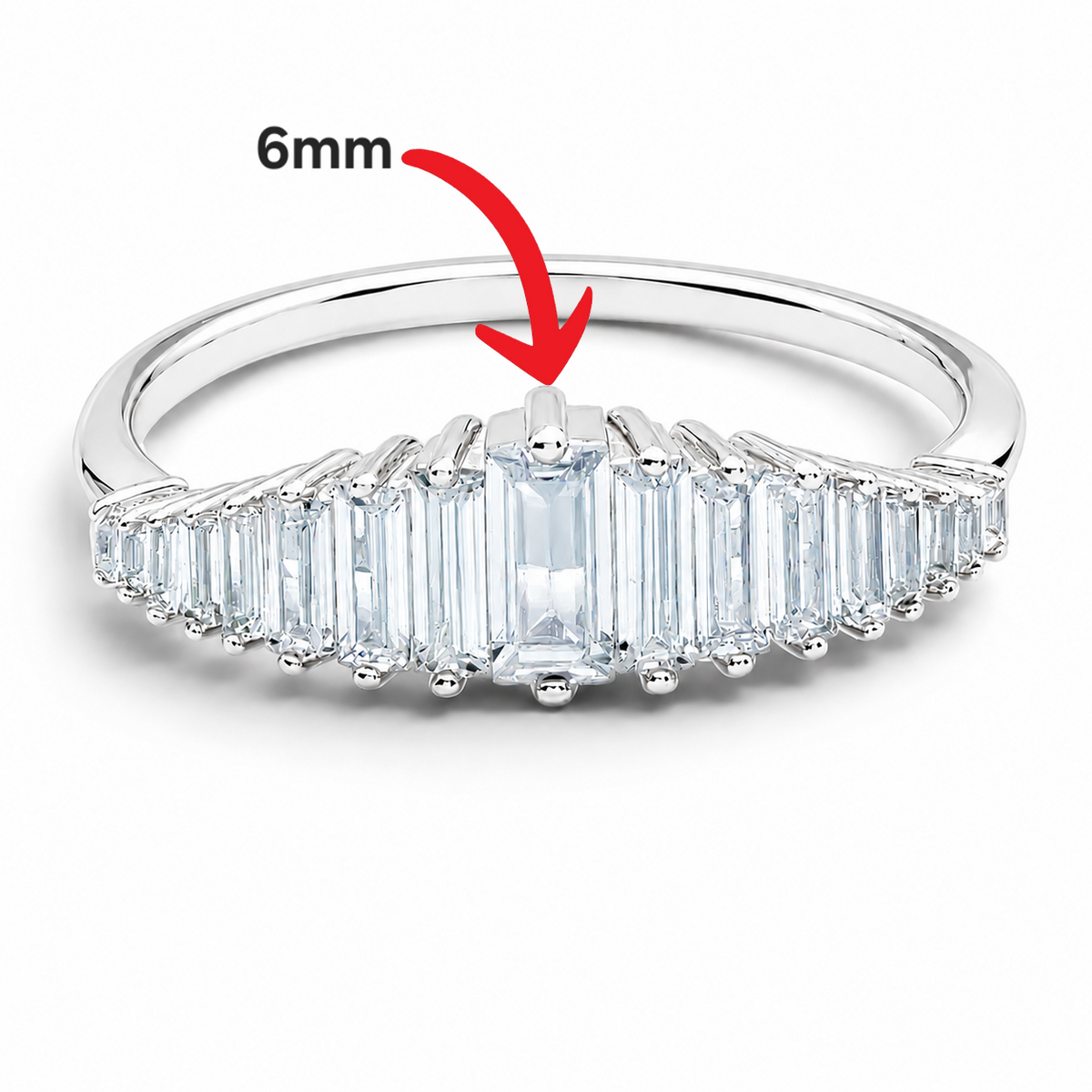 Anillo Zirconia Baguette Plata Ley 925