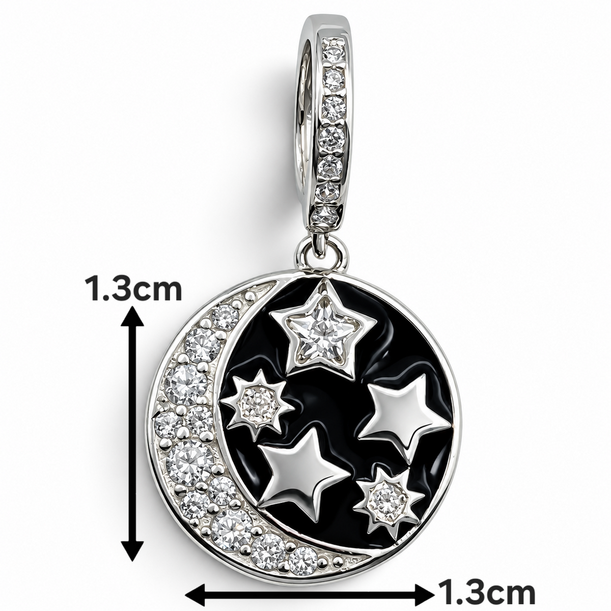 Dije Media Luna Estrella Zirconia Plata Ley 925