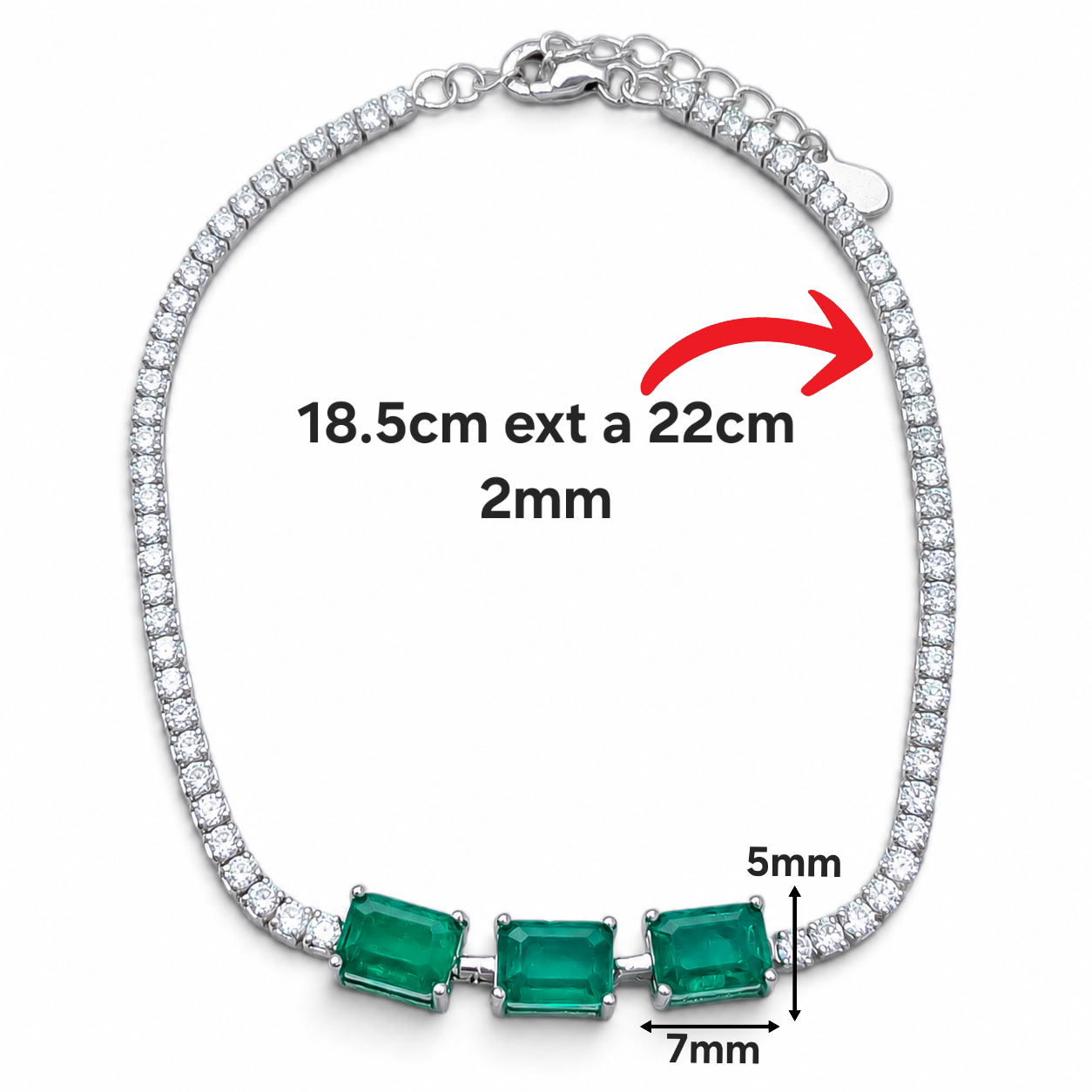Pulsera Cuadro Zirconia Plata Ley 925