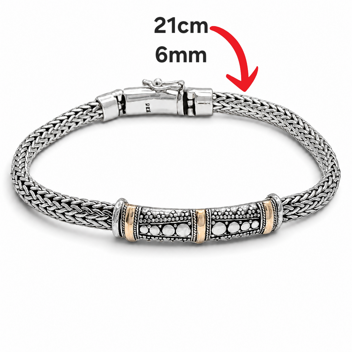 Pulso Tejido Placa 6mm Plata Ley 925