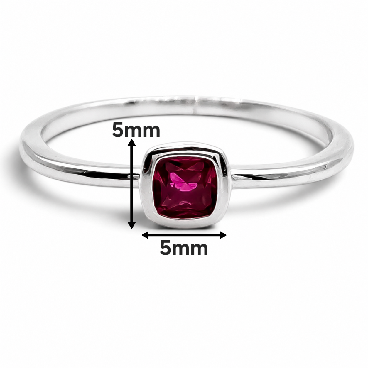 Anillo Zirconia Roja Plata Ley 925